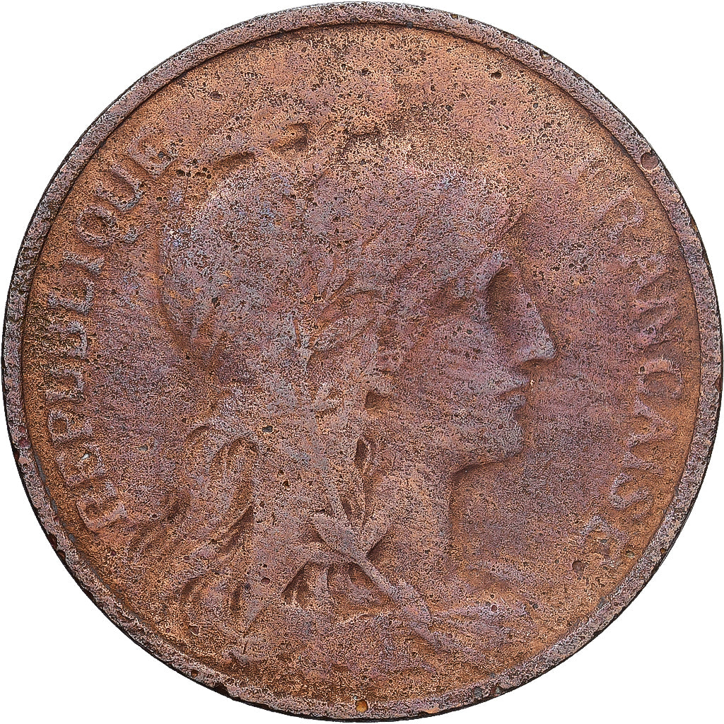 Francia, 5 Centimes, Daniel-Dupuis, 1916, MDP, Bronce, BC, Gadoury:165