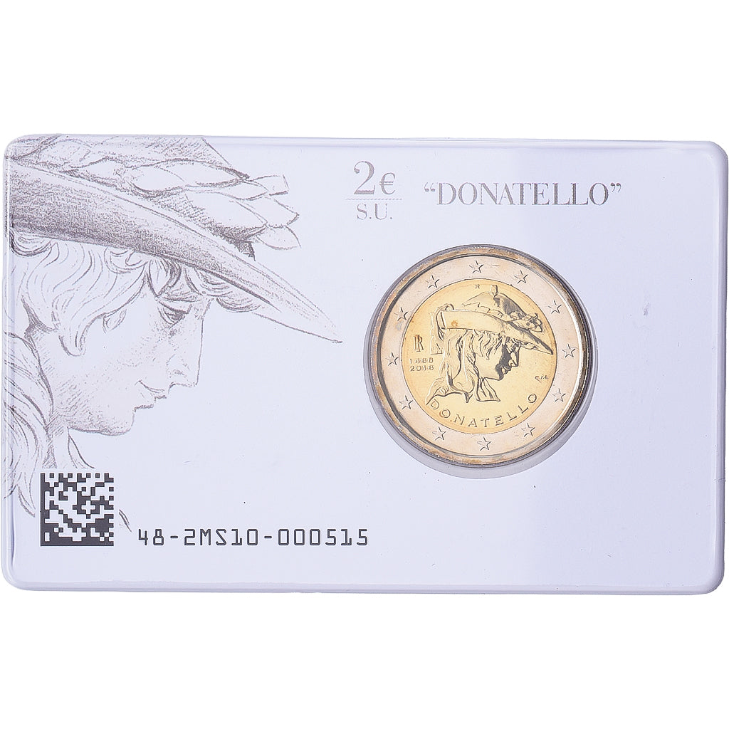 Italy, 2 Euro, Donatello, 2016, Italian Mint, Bi-Metallic, MS(65-70), KM:393