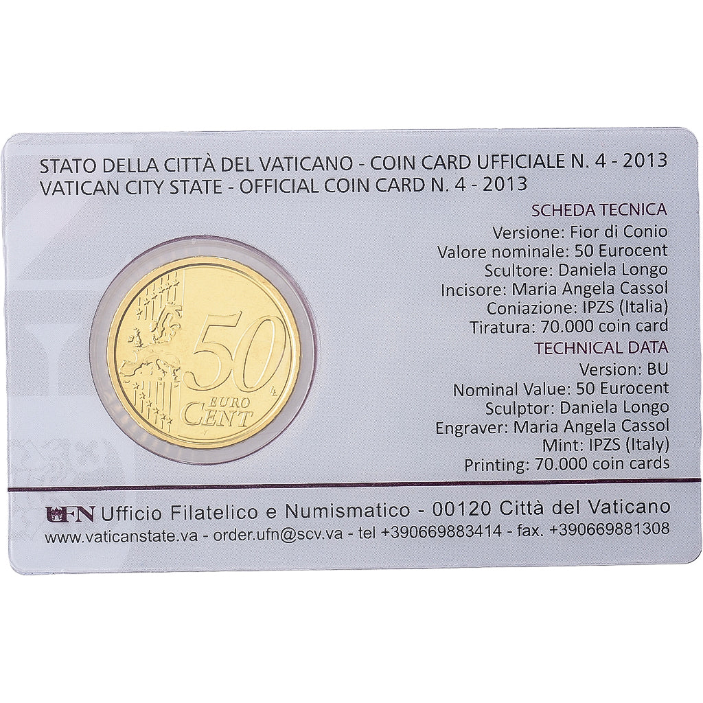CIUDAD DEL VATICANO, Benedict XVI, 50 Euro Cent, Michelangelo, 2013, Rome