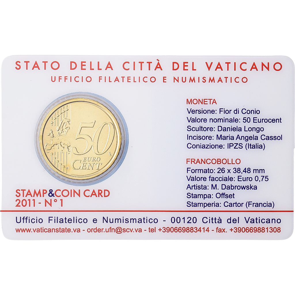 CIUDAD DEL VATICANO, Benedict XVI, 50 Euro Cent, 2011, Rome, Nordic gold, FDC