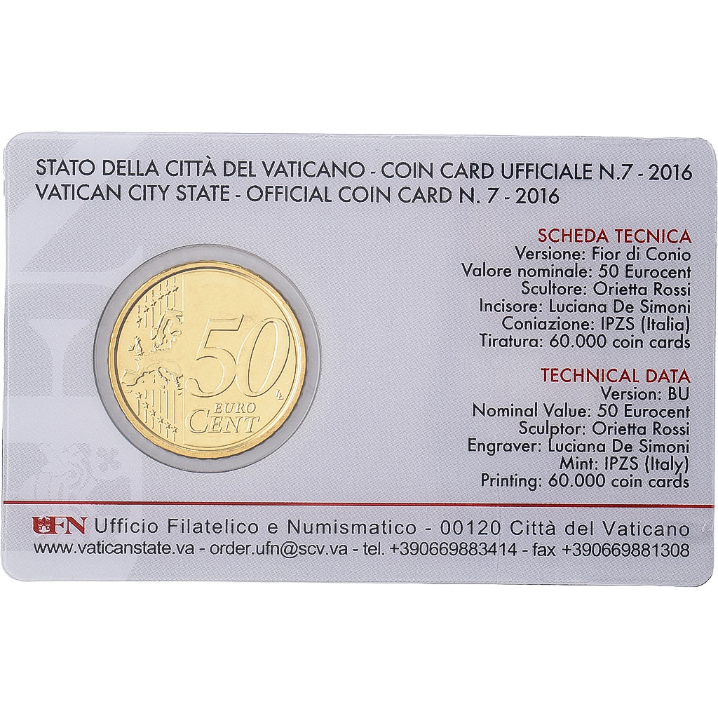 Vatican, François, 50 Euro Cent, Jubilé de la Miséricorde, 2016, Rome