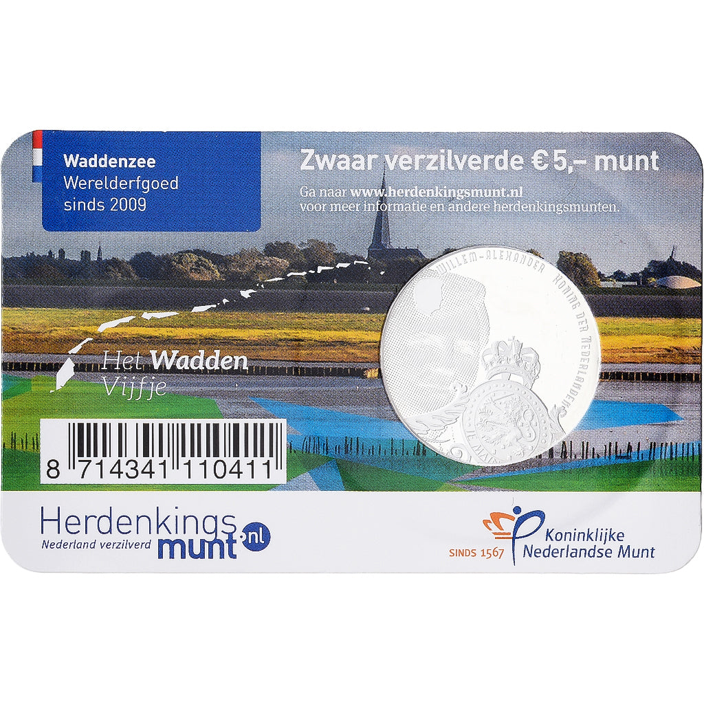 Pays-Bas, Willem-Alexander, 5 Euro, De Waddenzee, 2016, Royal Dutch Mint, Cuivre