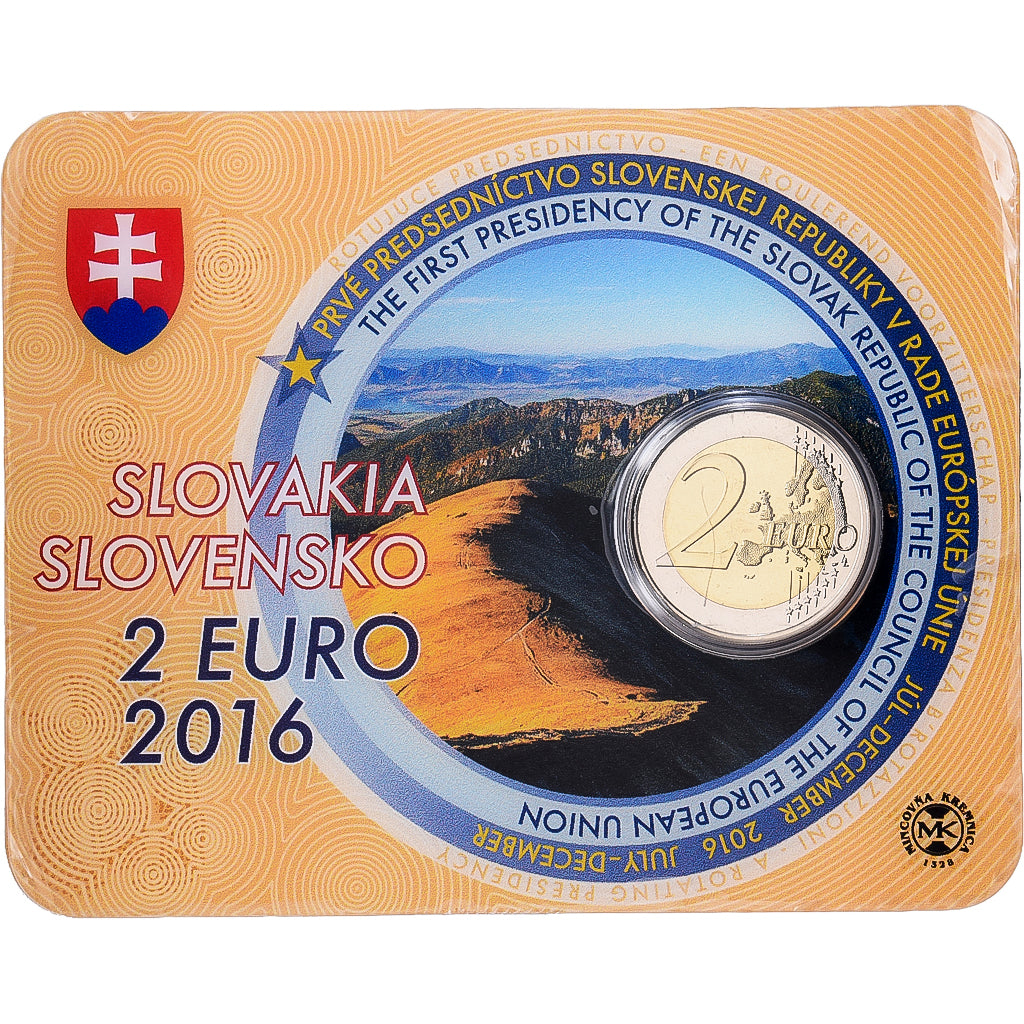 Eslováquia, 2 Euro, présidence de l'UE, BU, 2016, Kremnica, Bimetálico