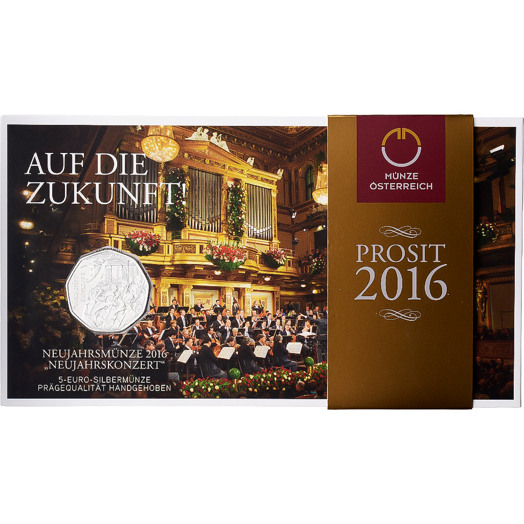 Áustria, 5 Euro, New Year, 2016, Vienna, Prata, MS(65-70)