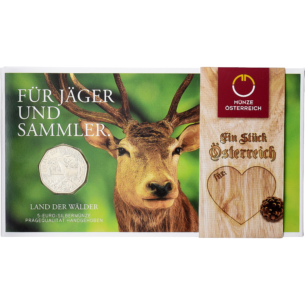 Oostenrijk, 5 Euro, Land of Forests, 2011, Vienna, Zilver, FDC