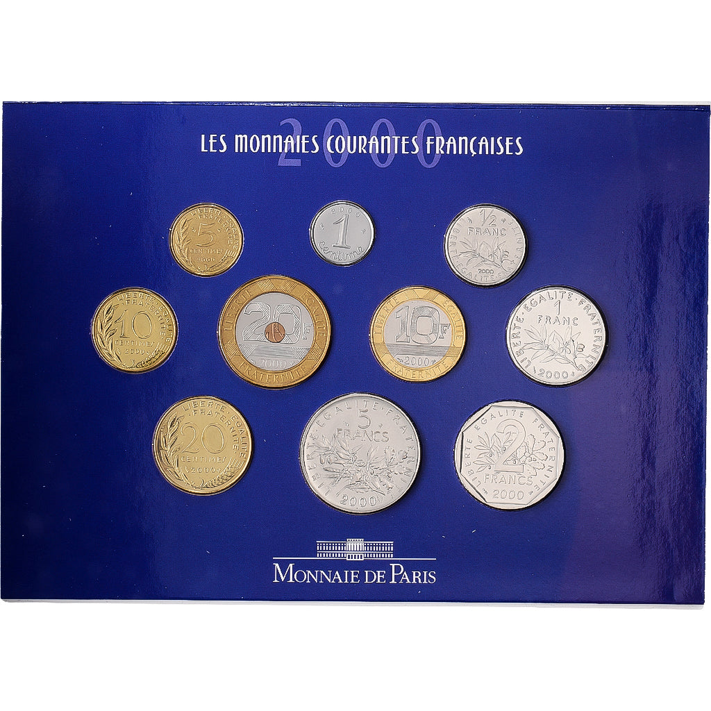 Francia, Coffret 1 c. à 20 frs., 2000, MDP, Série BU, Sin información, FDC