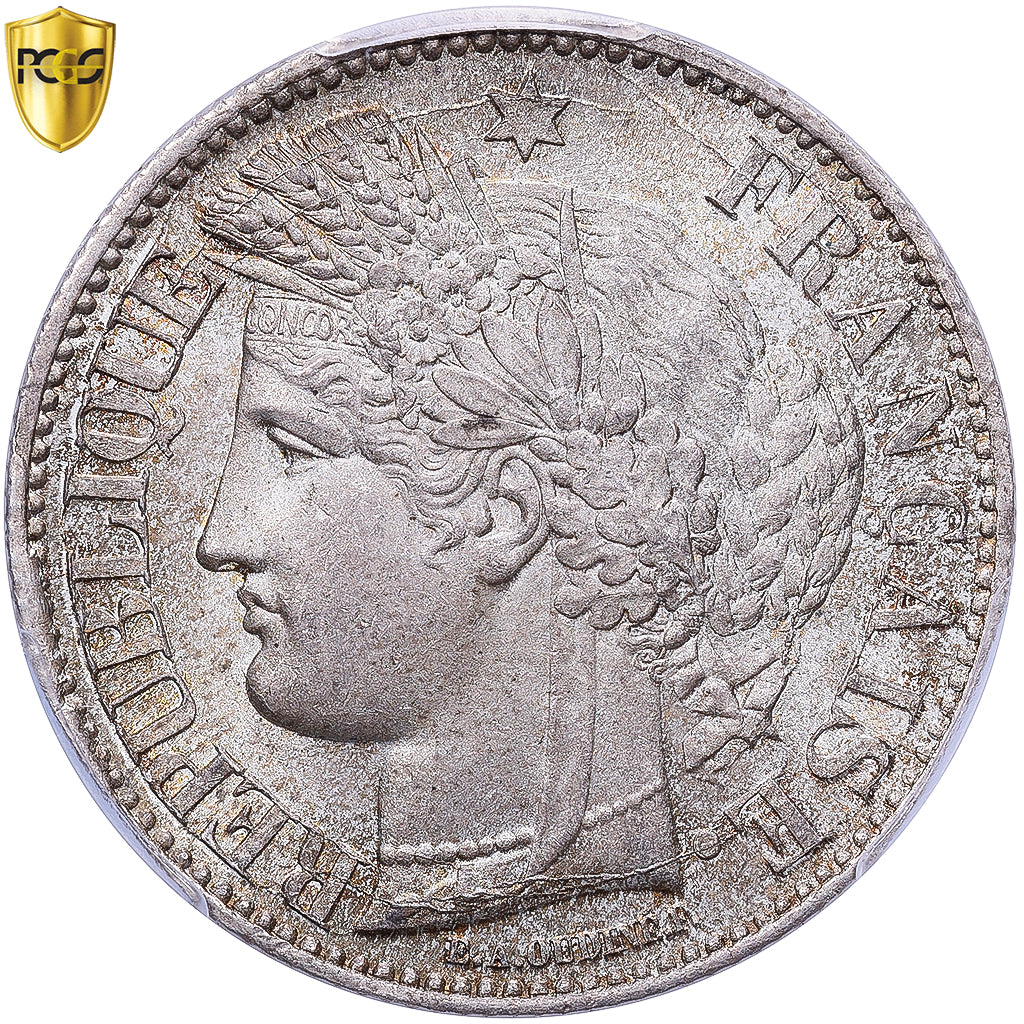 Frankrijk, 2 Francs, Cérès, 1870, Bordeaux, ancre, Zilver, PCGS, MS66