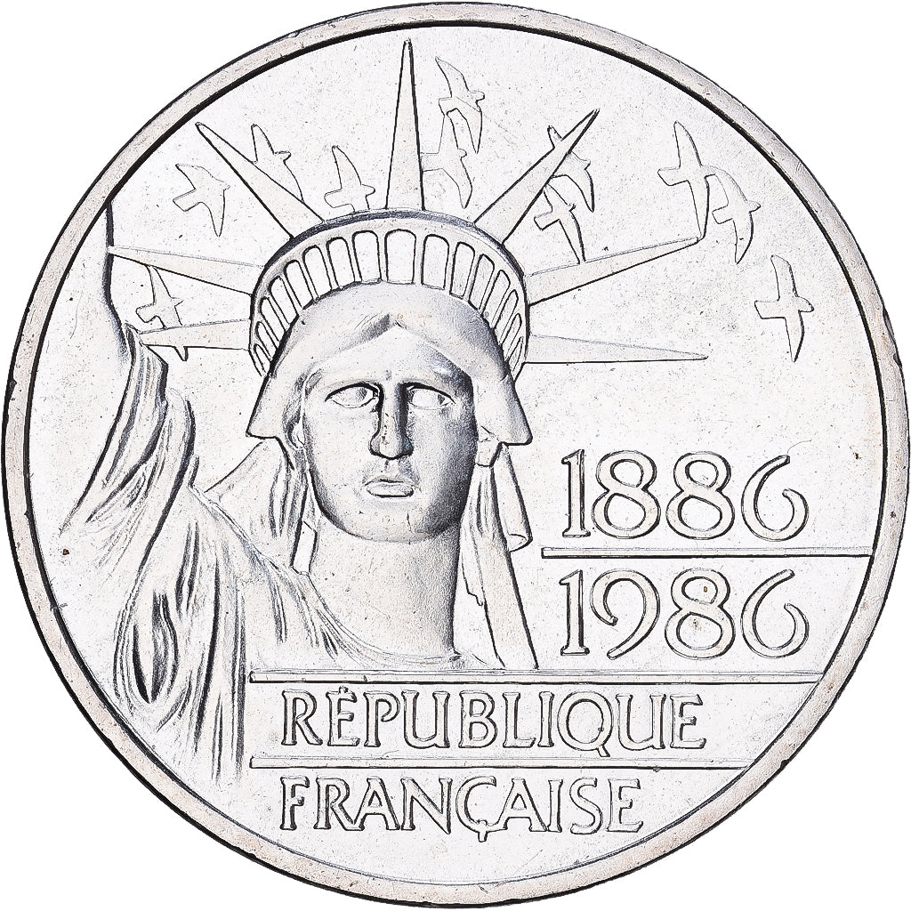Francja, 100 Francs, Statue de la Liberté, 1986, MDP, Piéfort, Srebro, MS(63)