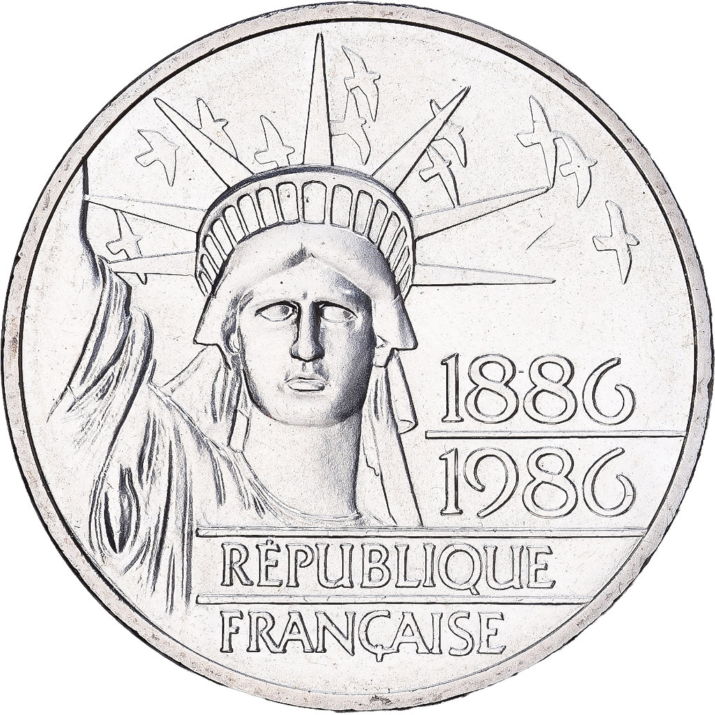Francja, 100 Francs, Statue de la Liberté, 1986, MDP, Piéfort, Srebro, MS(63)