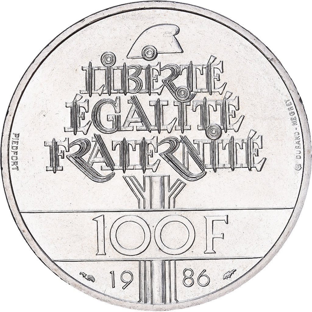 Francja, 100 Francs, Statue de la Liberté, 1986, MDP, Piéfort, Srebro, MS(63)