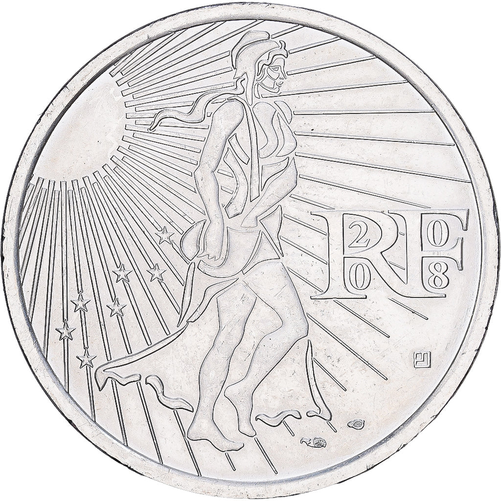 Francia, 15 Euro, Semeuse, 2008, MDP, Plata, SC