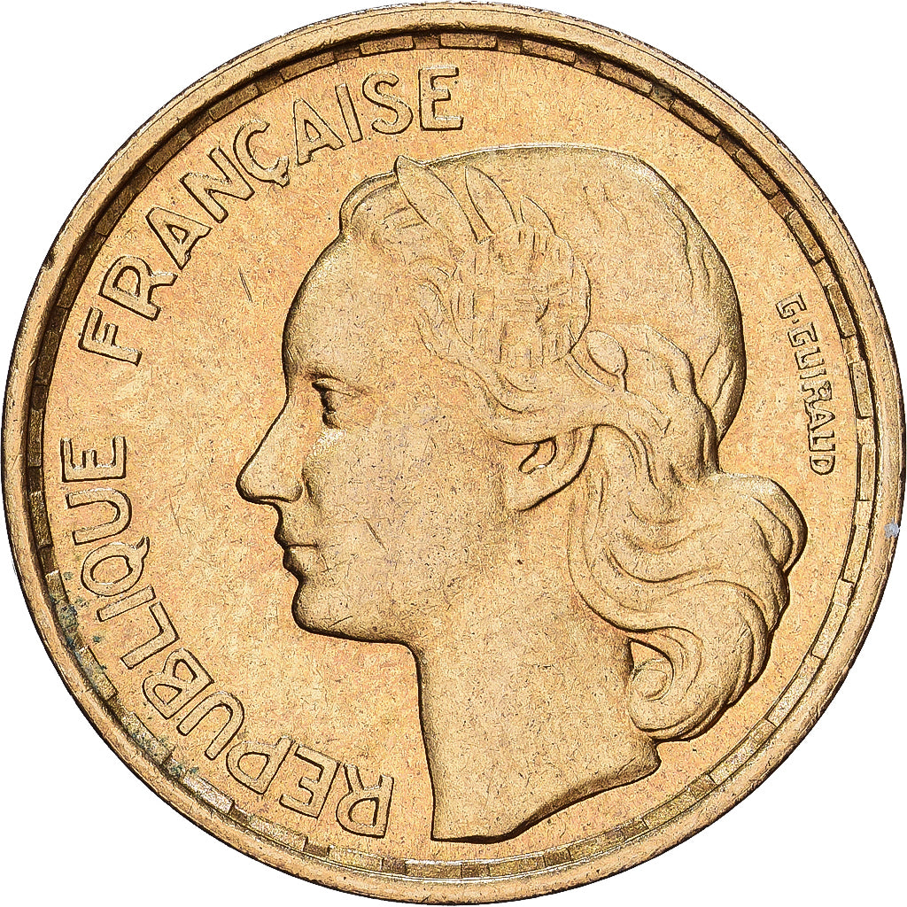 França, 10 Francs, Guiraud, 1958, MDP, Alumínio-Bronze, AU(55-58), KM:915
