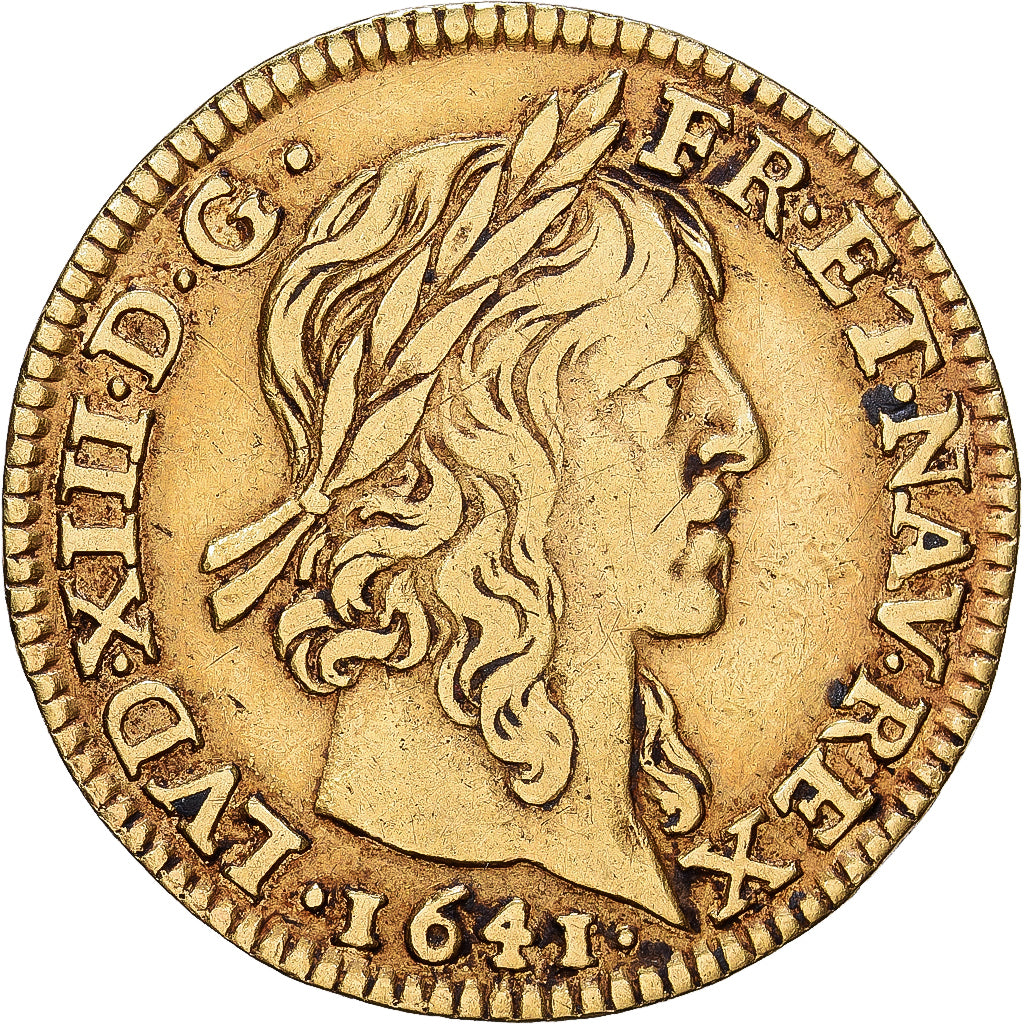 France, Louis XIII, 1/2 Louis d'or, 1641, Paris, Gold, VF(30-35)