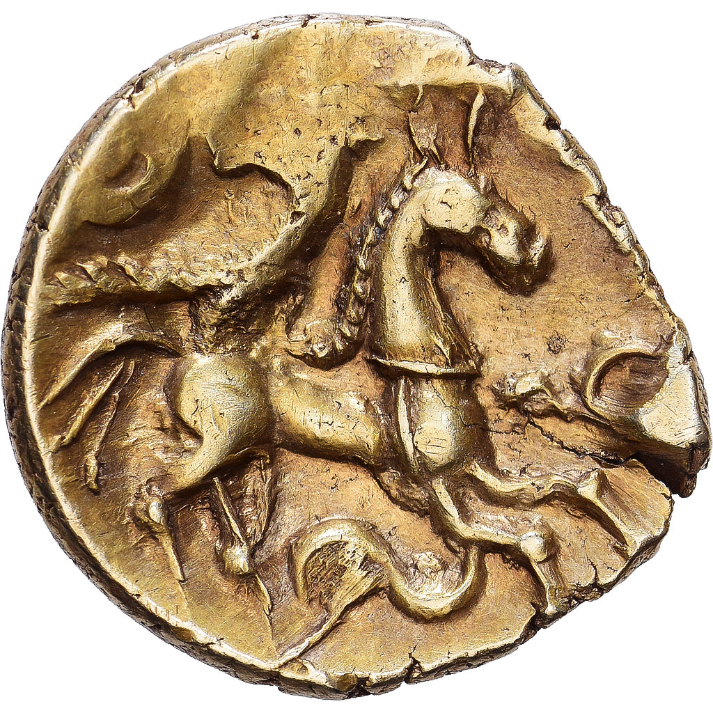 Monnaie, Suessions, 1/4 Statère, 60-50 BC, Rare, SUP, Or, Delestrée:331