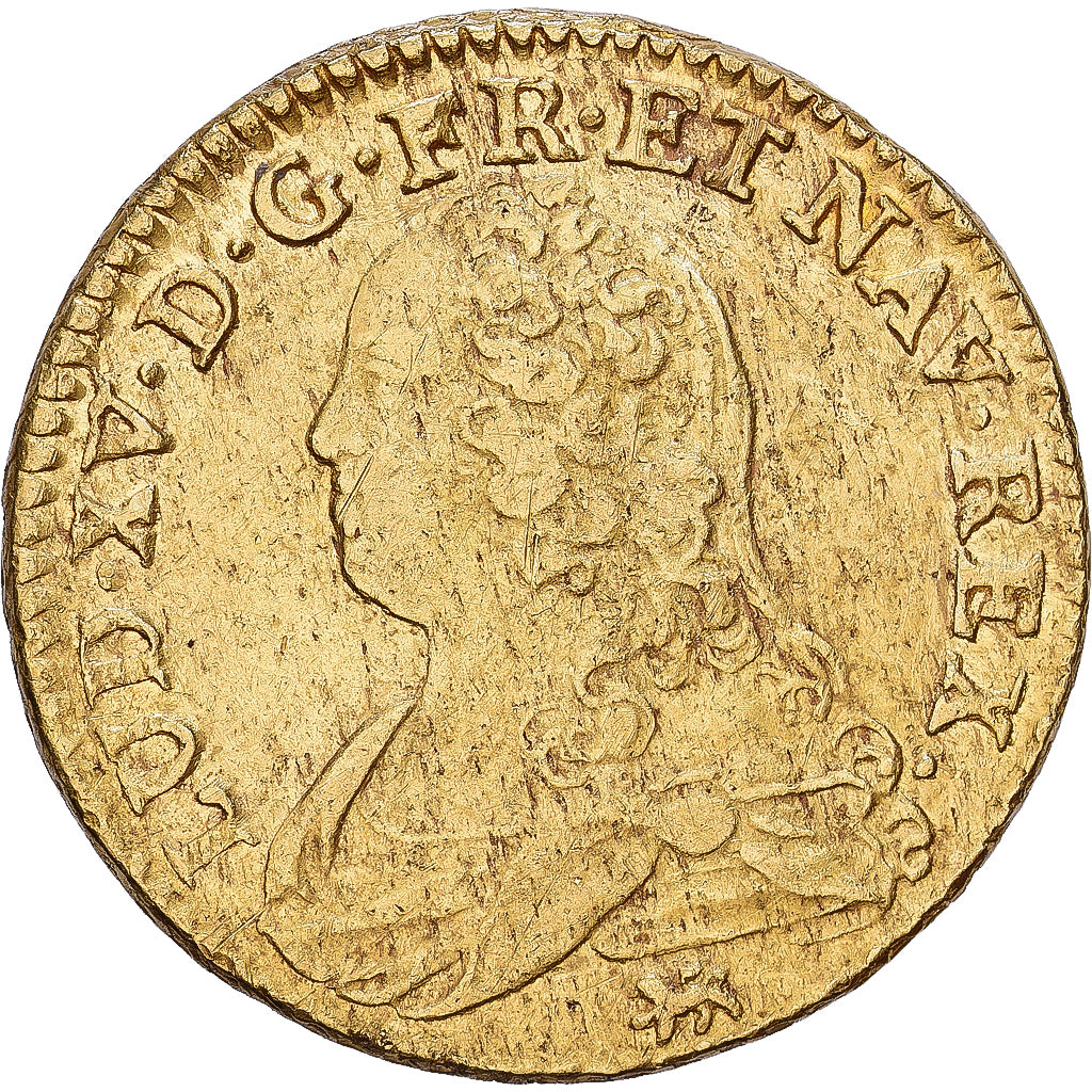 Francia, Louis XV, Louis d'or aux lunettes, 1736, Nantes, Oro, BC+, Gadoury:340