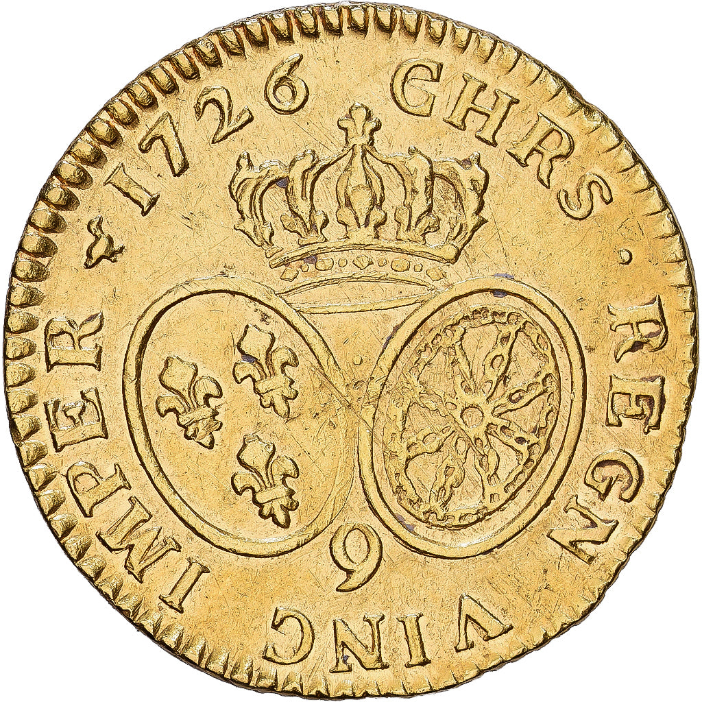 Francia, Louis XV, Louis d'or aux lunettes, 1726, Rennes, Oro, MBC, Gadoury:340