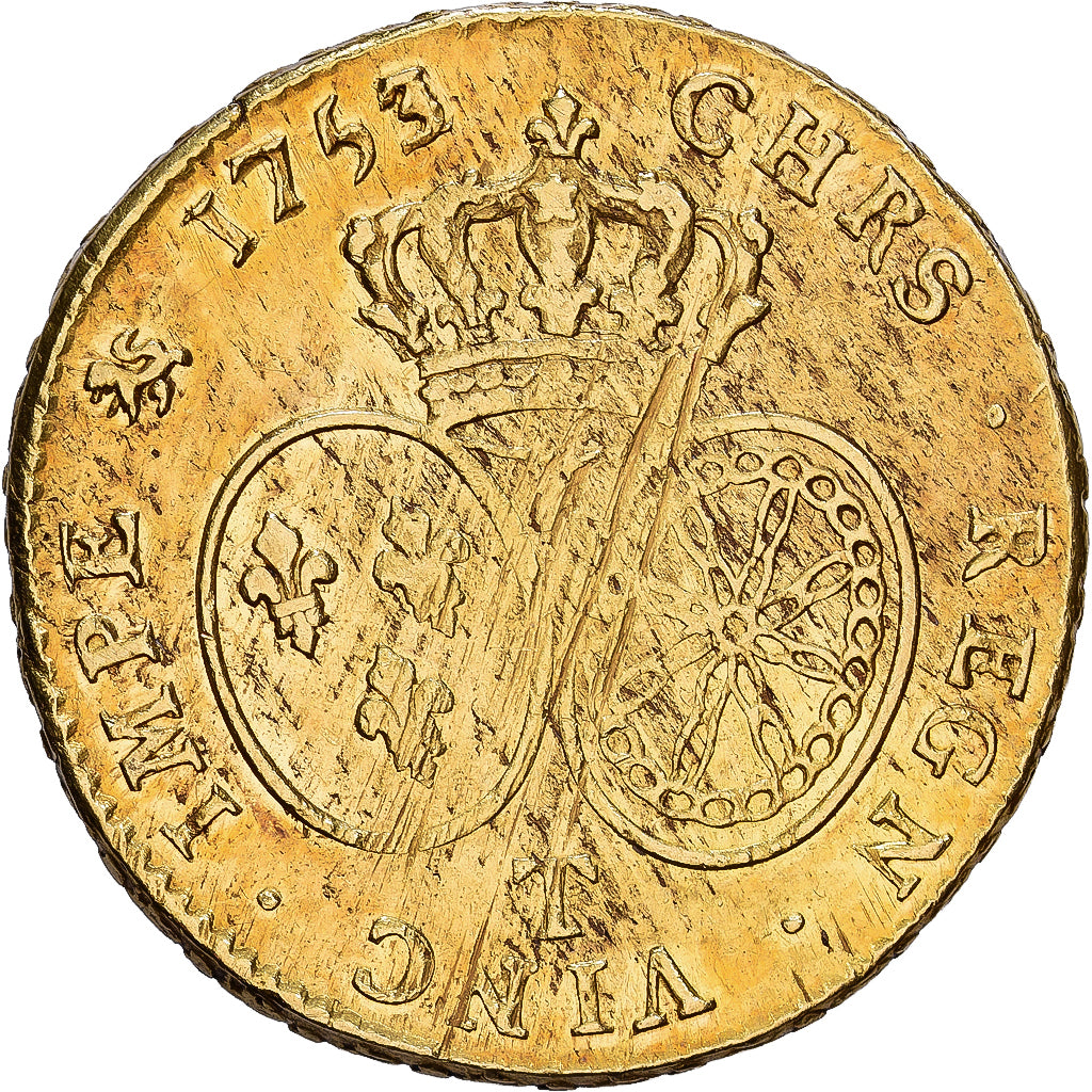 Frankreich, Louis XV, Double Louis d'or au bandeau, 1753, Nantes, Gold, S+