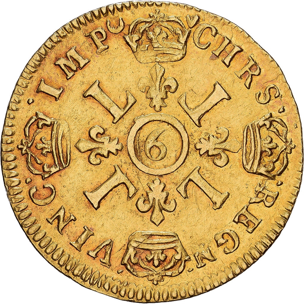 France, Louis XIV, Louis d'or aux 4 L, 1693, Rennes, réformé, Gold, AU(50-53)