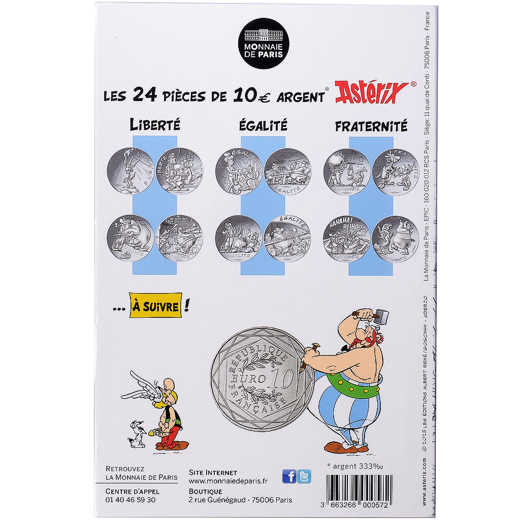 França, 10 Euro, Asterix Liberté (La grande traversée), 2015, MDP, Lingote