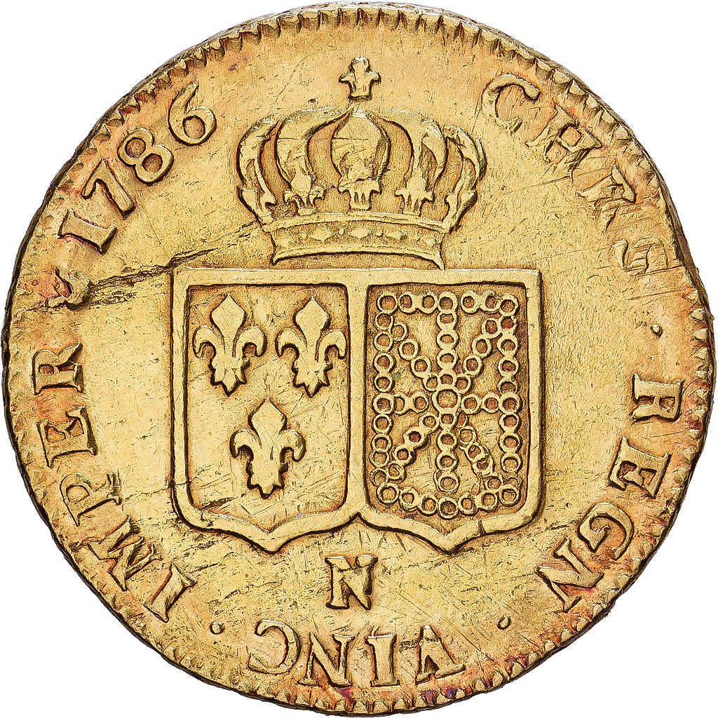 France, Louis XVI, Double Louis d'or à la tête nue, 1786, Montpellier, Or