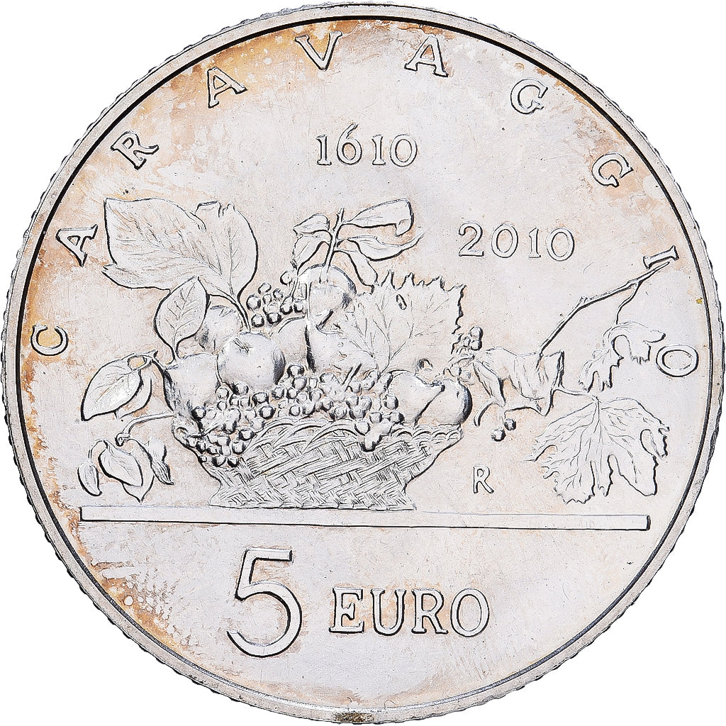 San Marino, 5 Euro, Caravaggio, 2010, Rome, Plata, EBC, KM:496
