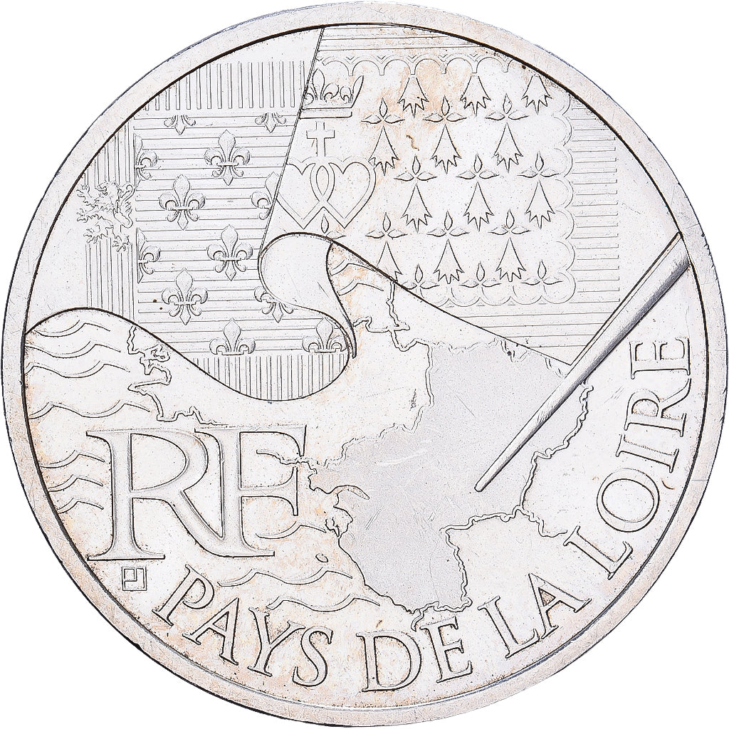 France, 10 Euro, Pays de la Loire, 2010, MDP, Argent, TTB, KM:1665