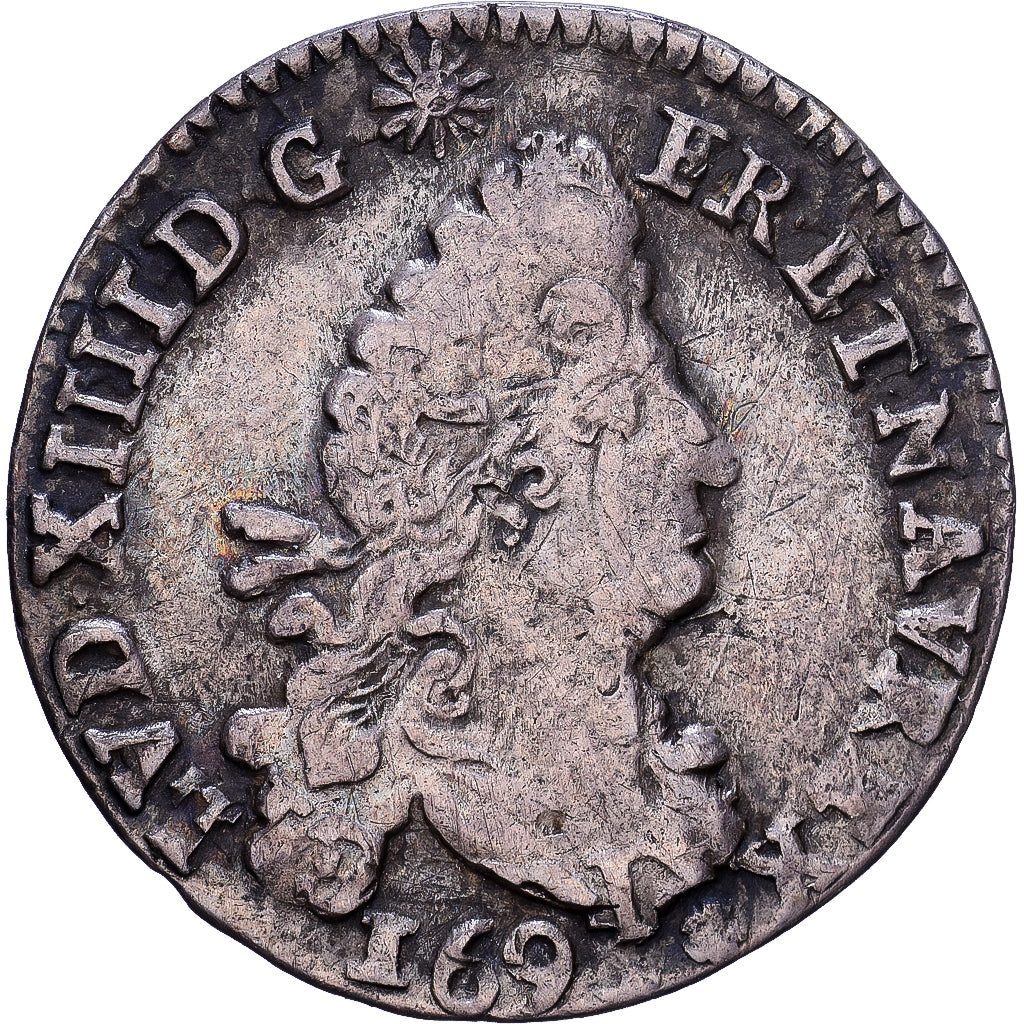 France, Louis XIV, 4 Sols aux 2 L, 1693, Toulouse, Silver, VF(20-25)