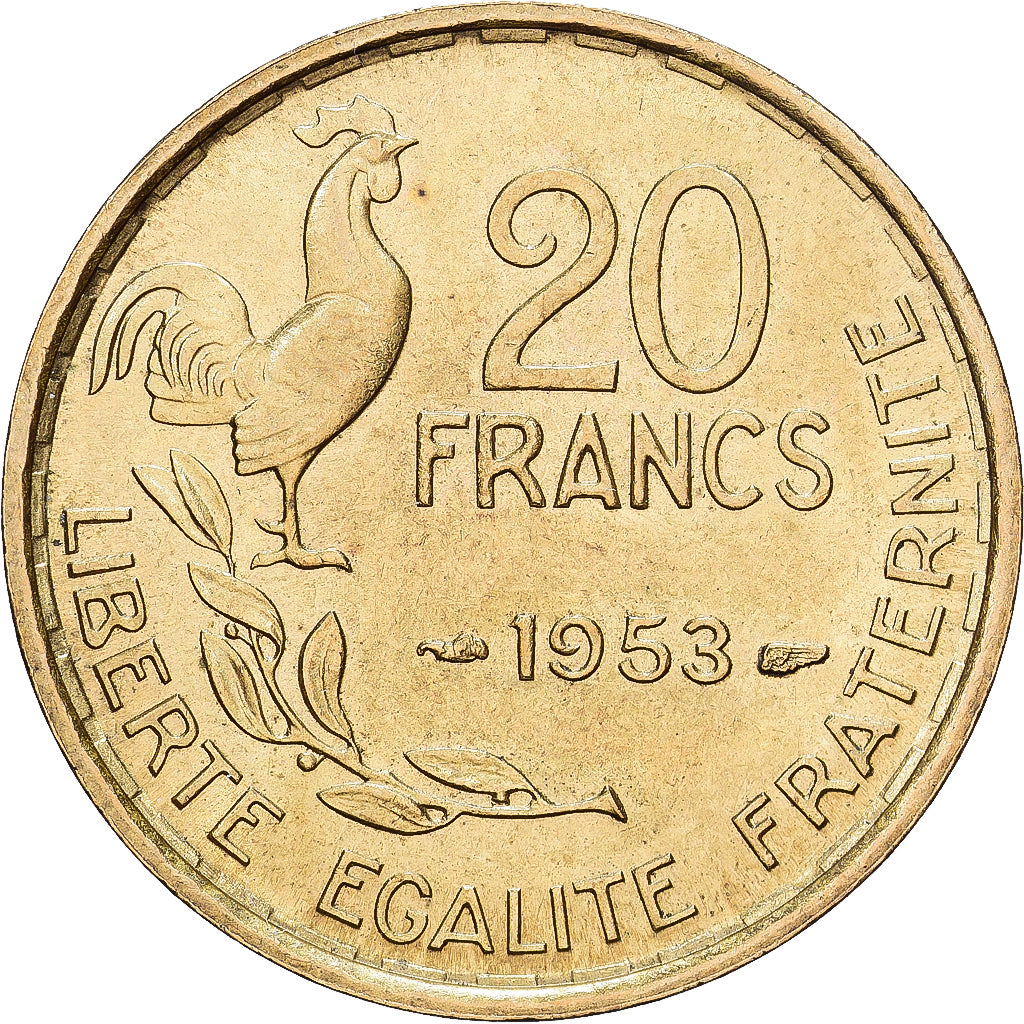 France, 20 Francs, Guiraud, 1953, MDP, Copper-Aluminum, MS(60-62), Gadoury:865