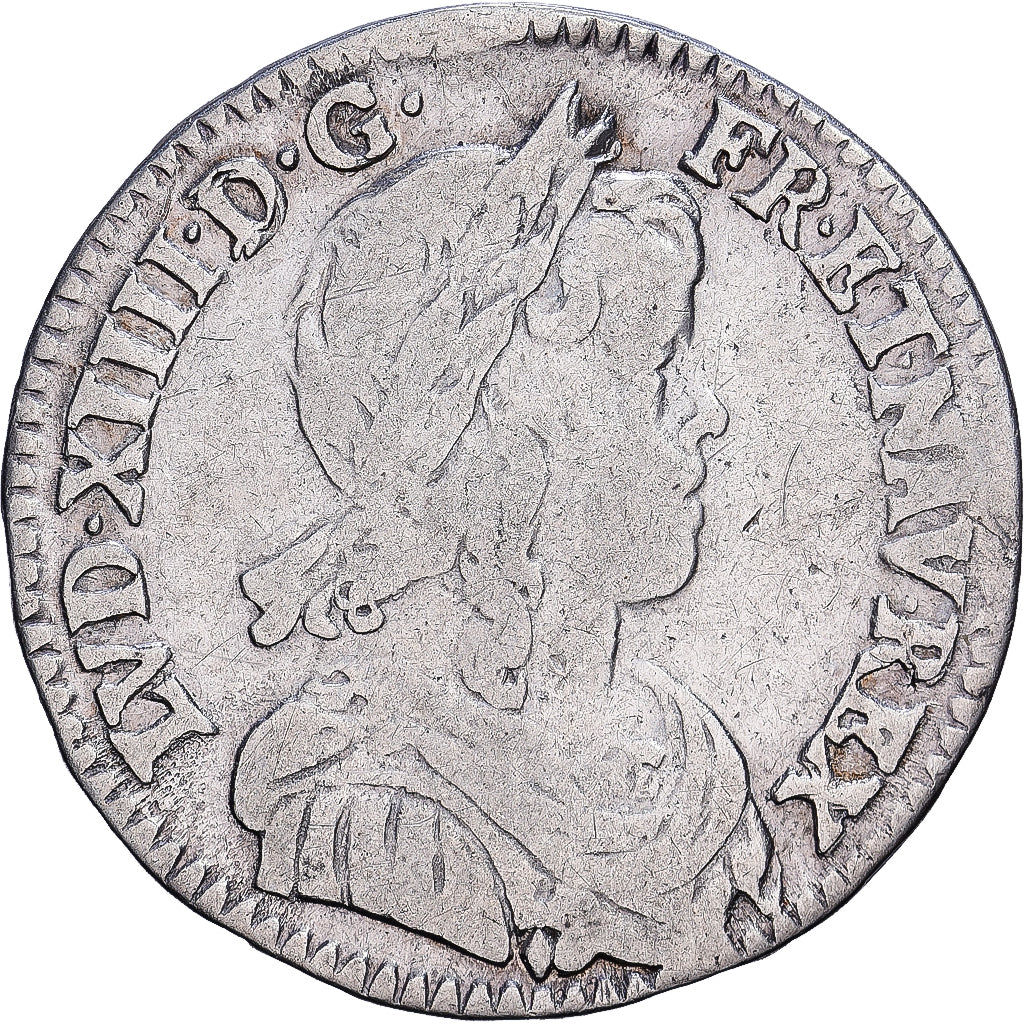 Francia, Louis XIV, 1/12 Ecu à la mèche longue, 1653, Aix, Plata, BC+