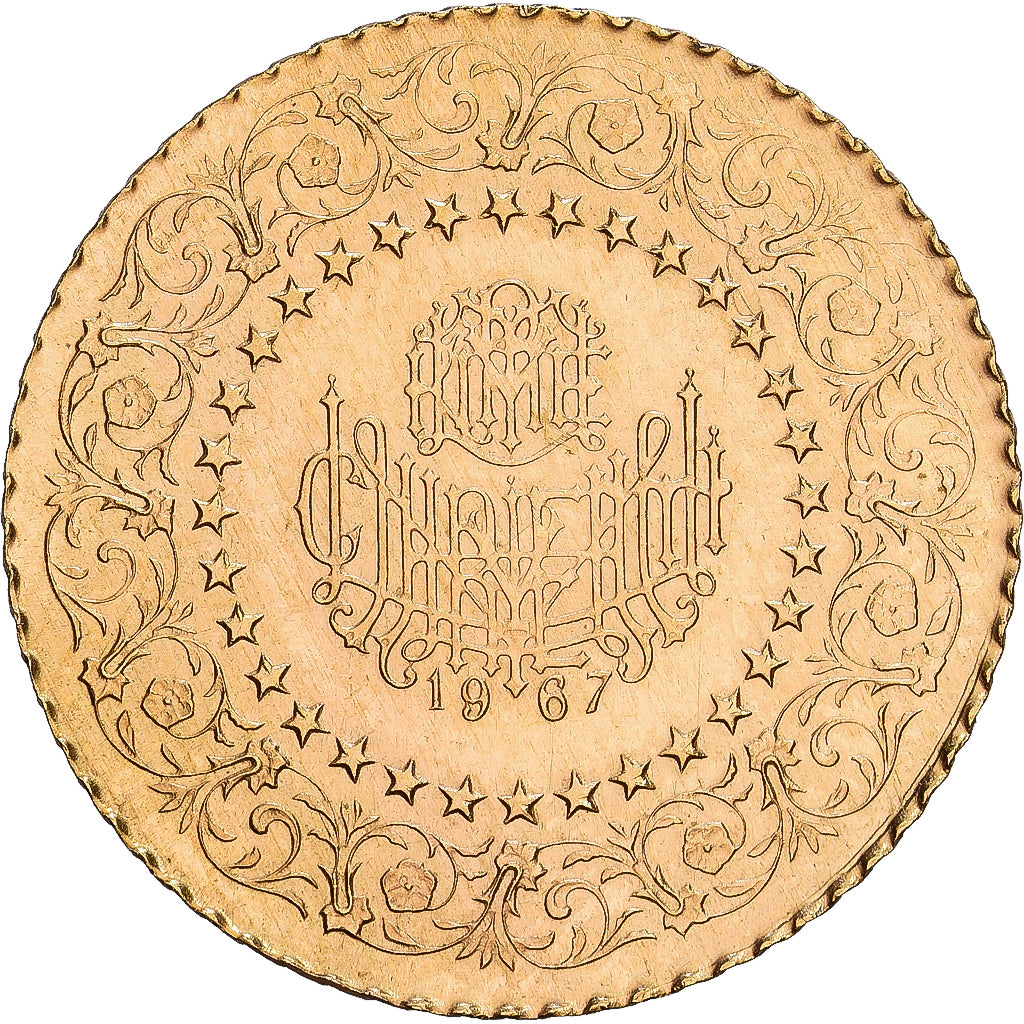 Turquía, 25 Kurus, 1967, Oro, BC+