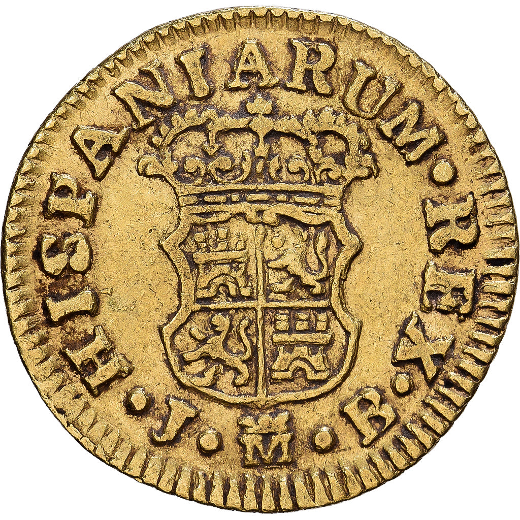 España, Ferdinand VI, 1/2 Escudo, 1758, Madrid, Oro, MBC, KM:378