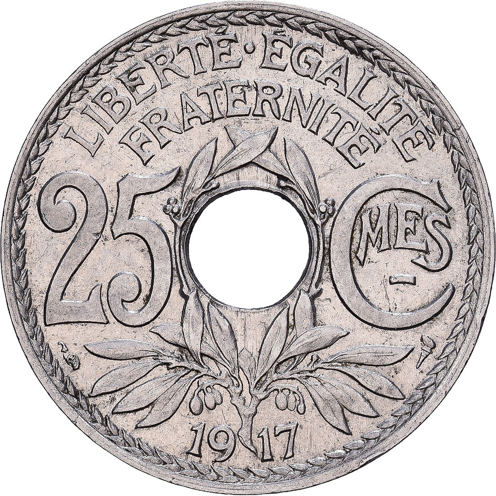Francia, 25 Centimes, 1917, MDP, Souligné, Nichel, SPL-, Gadoury:379