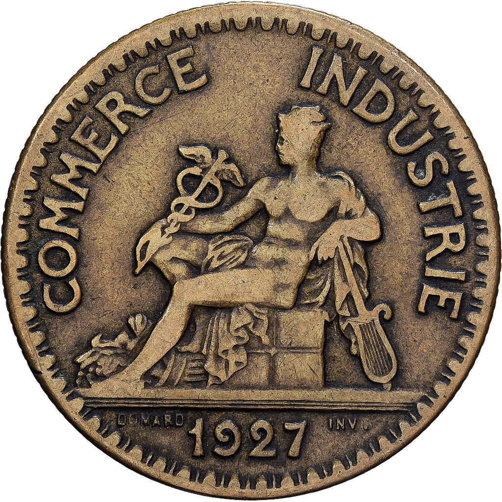 France, 2 Francs, Chambre de commerce, 1927, Paris, Rare, Copper-Aluminum
