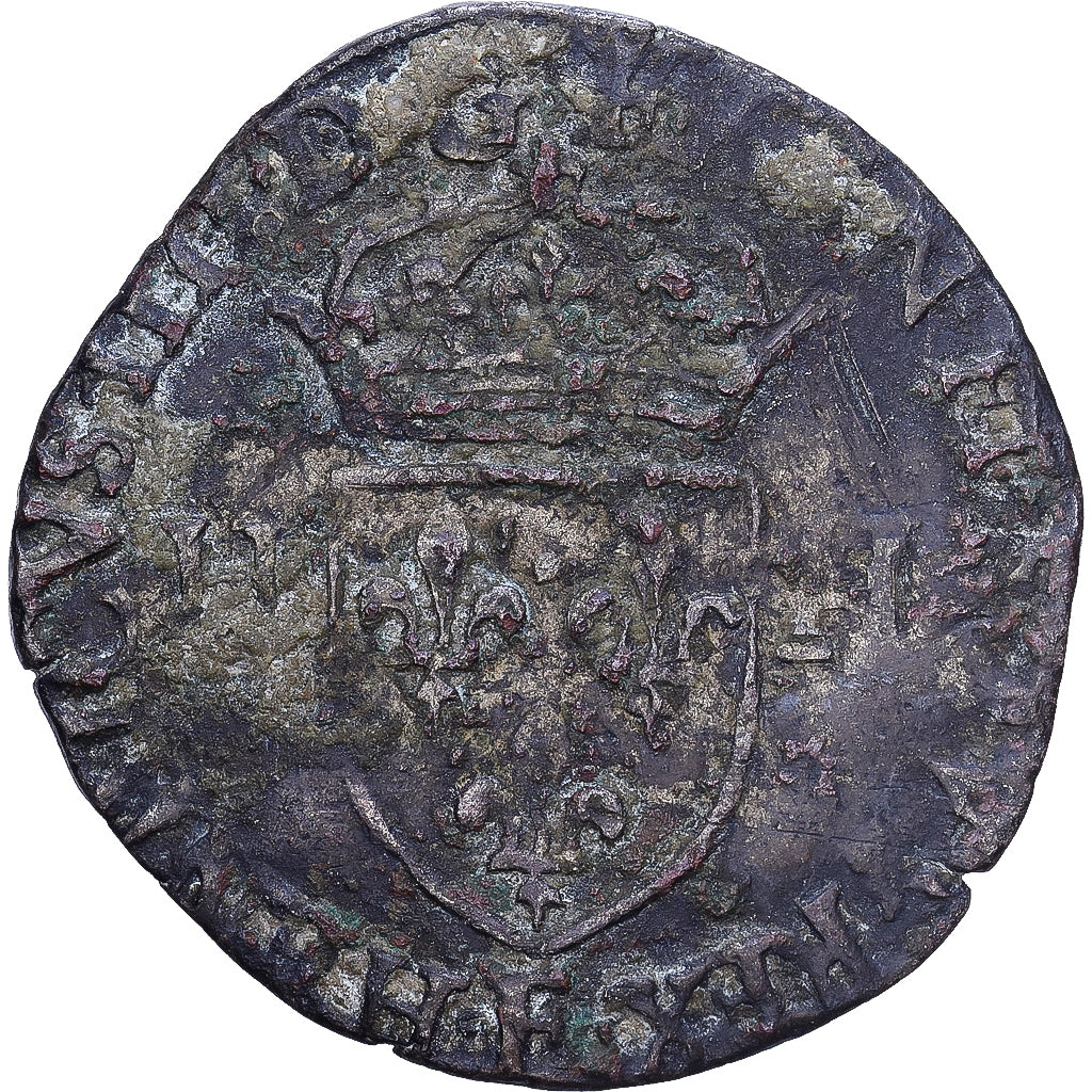 Francia, Henri IV, Douzain aux deux H, 1593, Angers, Extremely rare, Vellón