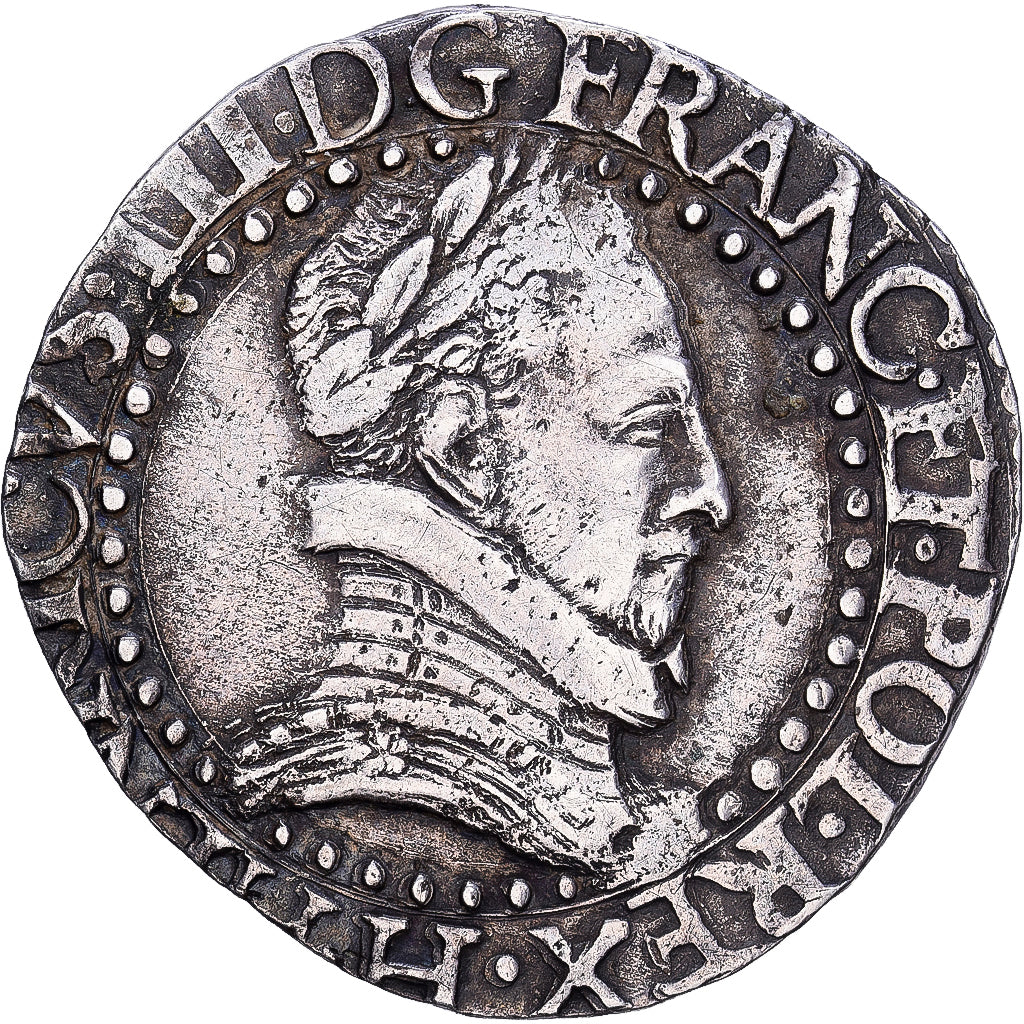 Frankreich, Henri III, 1/2 Franc au col plat, 1587, La Rochelle, Silber, SS