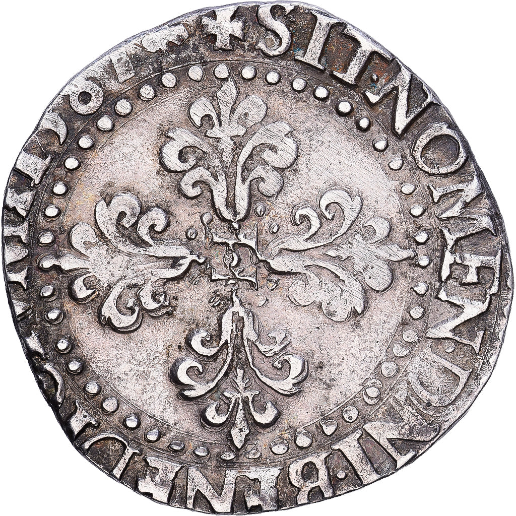 Frankreich, Henri III, 1/2 Franc au col plat, 1587, La Rochelle, Silber, SS