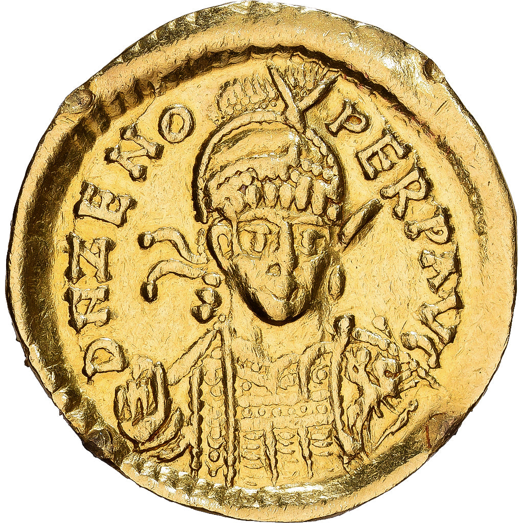 Roman Empire, Zeno, Solidus, 476-491, Constantinople, Gold, S+, RIC:910