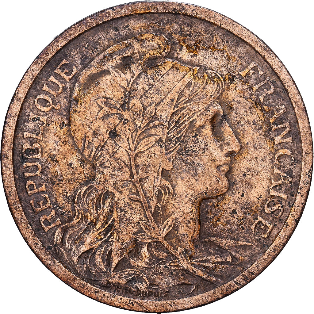 Francia, 2 Centimes, Daniel-Dupuis, 1901, MDP, Bronce, MBC+, Gadoury:107