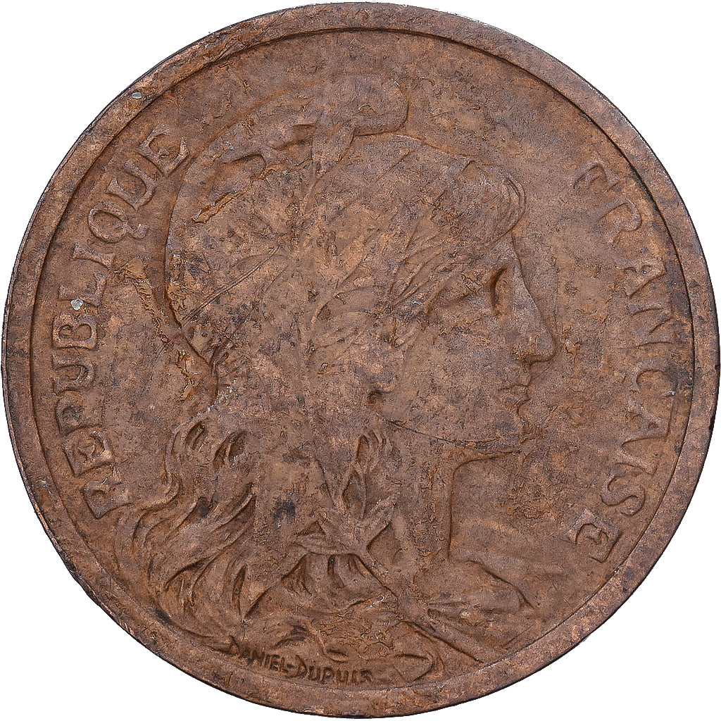 Francia, 2 Centimes, Daniel-Dupuis, 1902, MDP, Bronce, MBC, Gadoury:107