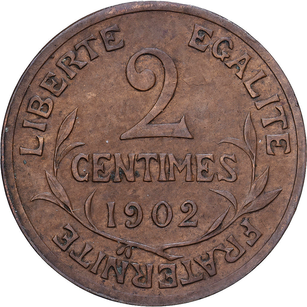 Francia, 2 Centimes, Daniel-Dupuis, 1902, MDP, Bronce, MBC, Gadoury:107