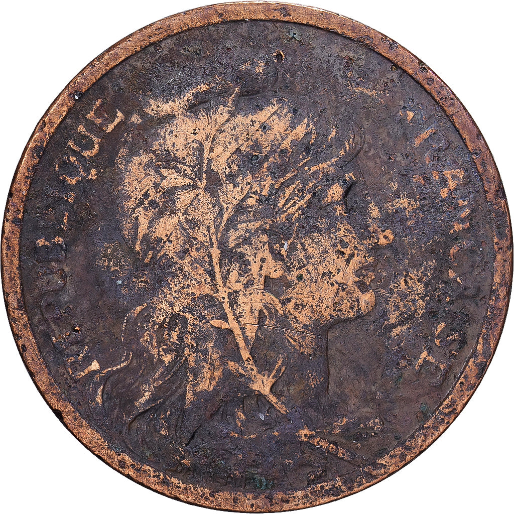 Francia, 2 Centimes, Daniel-Dupuis, 1904, MDP, Bronce, BC+, Gadoury:107