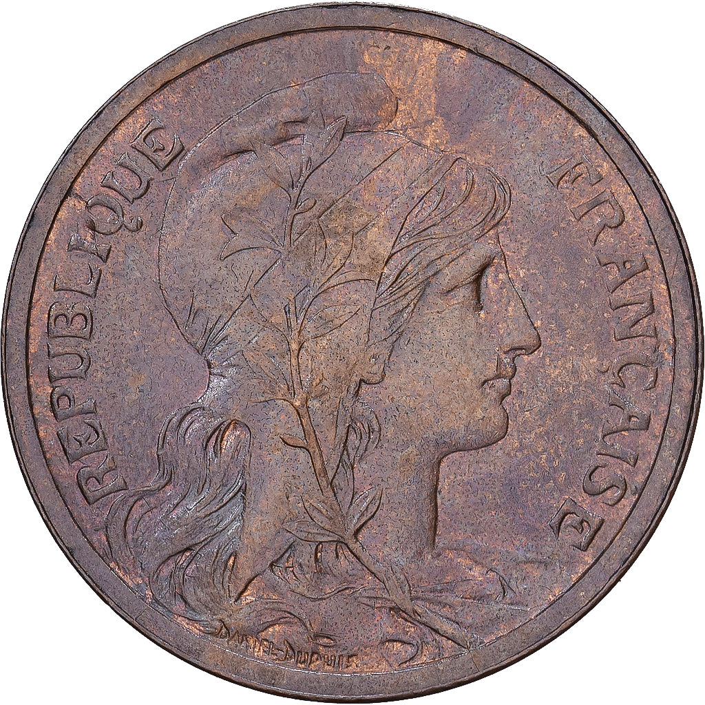 Francia, 2 Centimes, Daniel-Dupuis, 1908, MDP, Bronce, EBC, Gadoury:107