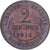 Frankrijk, 2 Centimes, Daniel-Dupuis, 1913, MDP, Bronzen, ZF+, Gadoury:107
