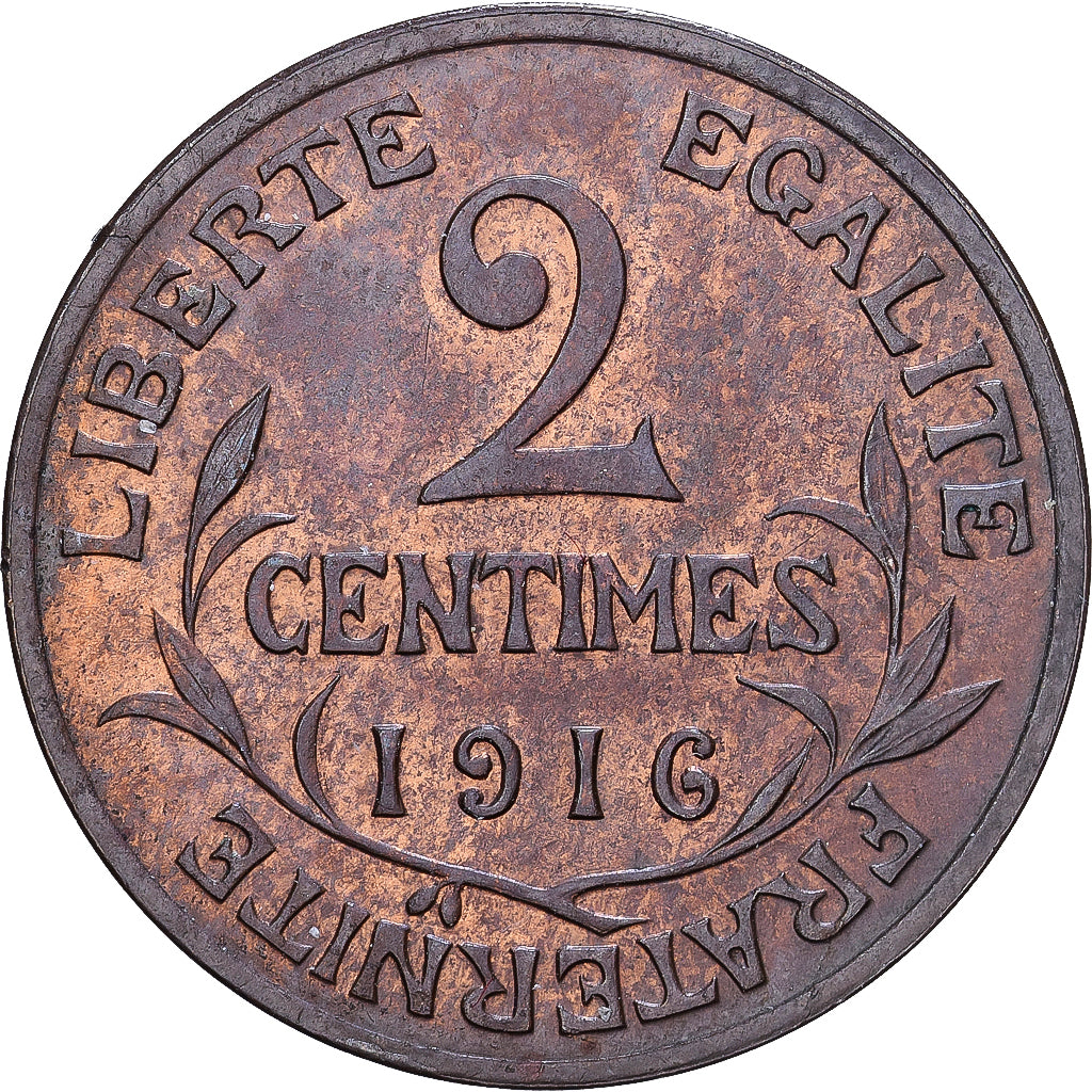 Frankrijk, 2 Centimes, Daniel-Dupuis, 1916, MDP, Bronzen, PR, Gadoury:107