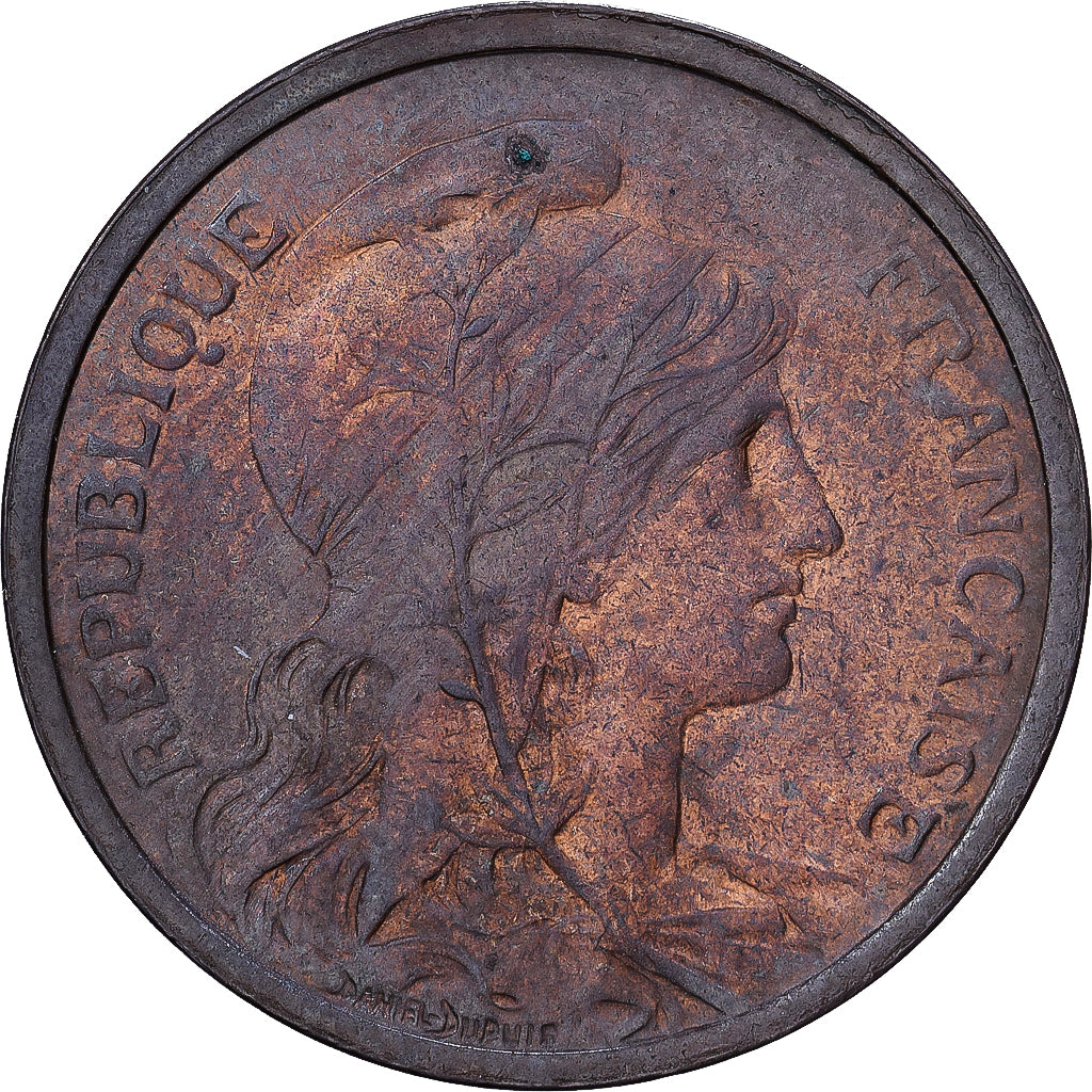 Francia, 2 Centimes, Daniel-Dupuis, 1920, MDP, Bronce, MBC, Gadoury:107