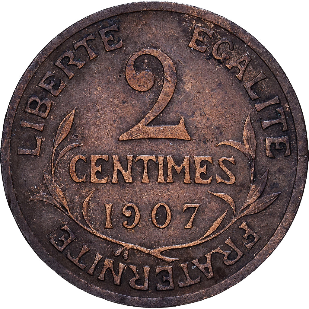 Francja, 2 Centimes, Daniel-Dupuis, 1907, MDP, Rzadkie, Brązowy, AU(50-53)