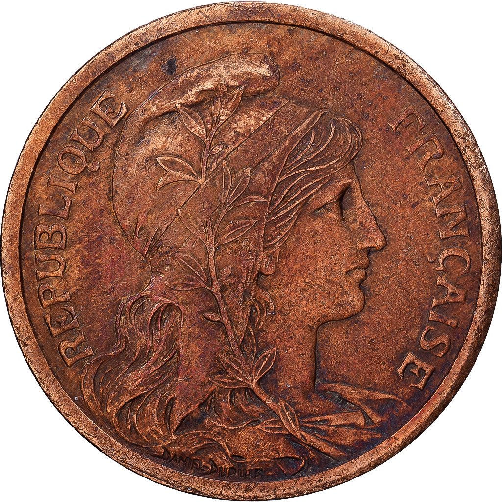 Frankreich, 2 Centimes, Daniel-Dupuis, 1900, MDP, Rare, Bronze, SS, Gadoury:107