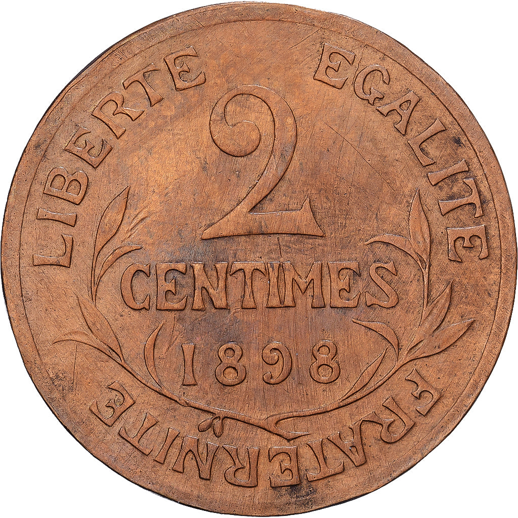 Francia, 2 Centimes, Daniel-Dupuis, 1898, MDP, Bronce, MBC, Gadoury:107