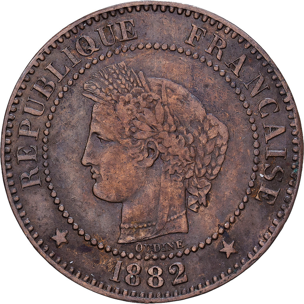 Francja, 2 Centimes, Cérès, 1882, Paris, Brązowy, VF(30-35), Gadoury:105