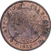 Francia, 2 Centimes, Cérès, 1885, Paris, grand A, Bronce, BC+, Gadoury:105